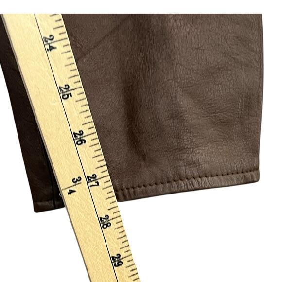 Vintage 90s Charles Klein Leather Pants S Chocolate Brown High Rise Retro Moto - Picture 11 of 14